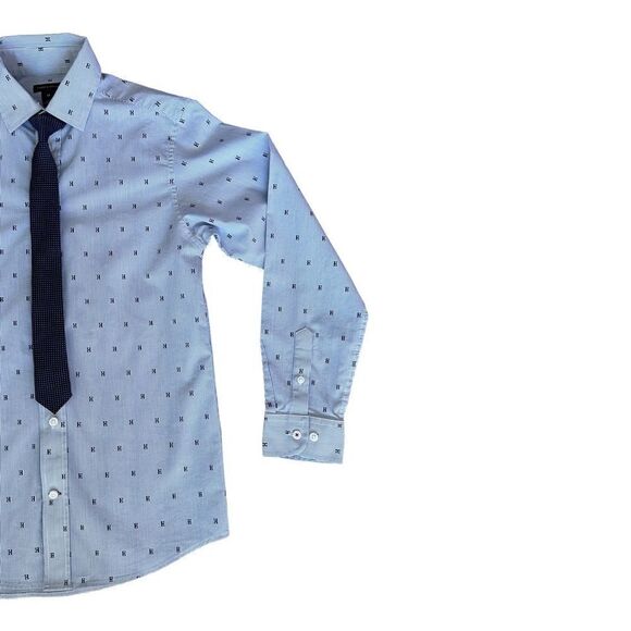 TOMMY HILFIGER | Blue | STRIPED SHIRT WITH TIE - Picture 6 of 14